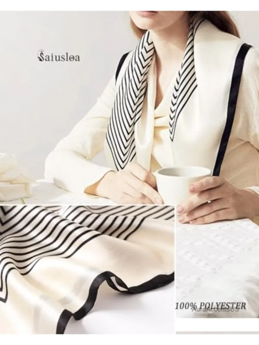 Polyester Satin Square Scarf Fashion Accessory Lightweight Head Scarf Bandana